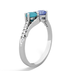 Turquoise Infinity Pave Two Stone 14K White Gold ring R5285