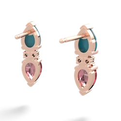 Turquoise Bowtie Drop 14K Rose Gold earrings E0865