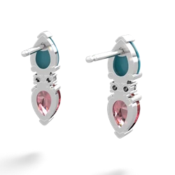 Turquoise Bowtie Drop 14K White Gold earrings E0865