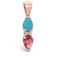 Turquoise Bowtie Drop 14K Rose Gold pendant P0865