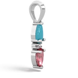 Turquoise Bowtie Drop 14K White Gold pendant P0865