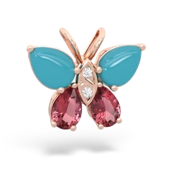 Turquoise Butterfly 14K Rose Gold pendant P2215