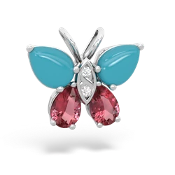 Turquoise Butterfly 14K White Gold pendant P2215