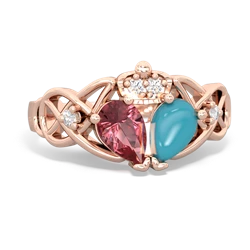 Turquoise 'One Heart' Celtic Knot Claddagh 14K Rose Gold ring R5322