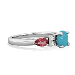 Turquoise 6Mm Round Eternal Embrace Engagement 14K White Gold ring R2005