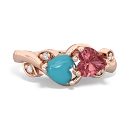 Turquoise Floral Elegance 14K Rose Gold ring R5790