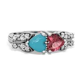 Turquoise Diamond Butterflies 14K White Gold ring R5601