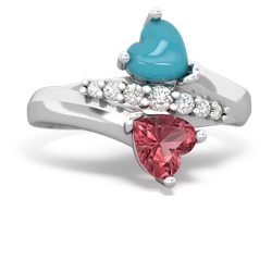 Turquoise Heart To Heart 14K White Gold ring R2064