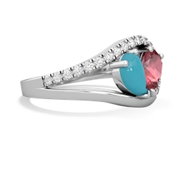 Turquoise Nestled Heart Keepsake 14K White Gold ring R5650