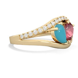 Turquoise Nestled Heart Keepsake 14K Yellow Gold ring R5650