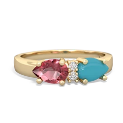 Turquoise Pear Bowtie 14K Yellow Gold ring R0865