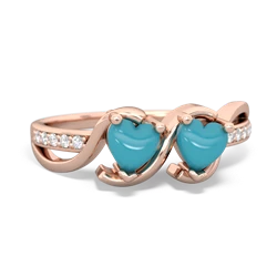 Turquoise Side By Side 14K Rose Gold ring R3090