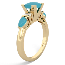 Lab Sapphire 6Mm Princess Eternal Embrace Engagement 14K Yellow Gold ring C2002