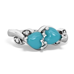 Turquoise Floral Elegance 14K White Gold ring R5790