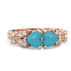 Turquoise Diamond Butterflies 14K Rose Gold ring R5601