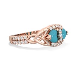 Turquoise Sparkling Celtic Knot 14K Rose Gold ring R2645