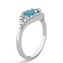 Turquoise Mother And Child 14K White Gold ring R3010