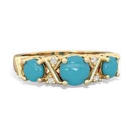 Turquoise Hugs And Kisses 14K Yellow Gold ring R5016