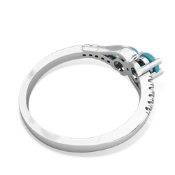 Turquoise Infinity Pave Two Stone 14K White Gold ring R5285