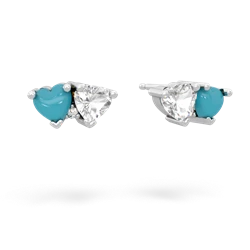 Turquoise Sweethearts 14K White Gold earrings E5260