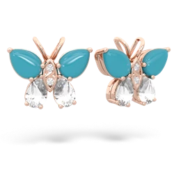 Turquoise Butterfly 14K Rose Gold earrings E2215