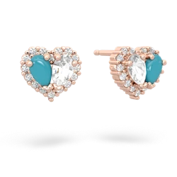 Turquoise Halo 14K Rose Gold earrings E7008