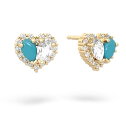 Turquoise Halo 14K Yellow Gold earrings E7008