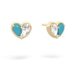 Turquoise 'Our Heart' 14K Yellow Gold earrings E5072