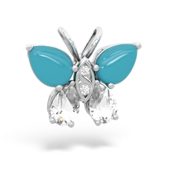 Turquoise Butterfly 14K White Gold pendant P2215