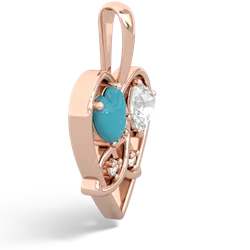 Turquoise Celtic Trinity Heart 14K Rose Gold pendant P5331