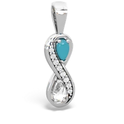 Turquoise Diamond Infinity 14K White Gold pendant P5390