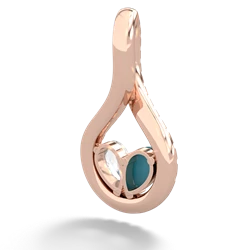 Turquoise Pave Twist 'One Heart' 14K Rose Gold pendant P5360