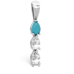 Turquoise Dew Drops 14K White Gold pendant P2251