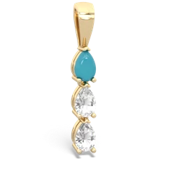 Turquoise Dew Drops 14K Yellow Gold pendant P2251