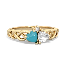 Turquoise Heart To Heart Braid 14K Yellow Gold ring R5870