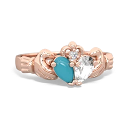 Turquoise 'Our Heart' Claddagh 14K Rose Gold ring R2388