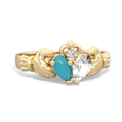 Turquoise 'Our Heart' Claddagh 14K Yellow Gold ring R2388