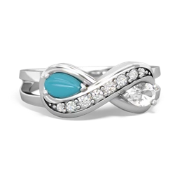 Turquoise Diamond Infinity 14K White Gold ring R5390