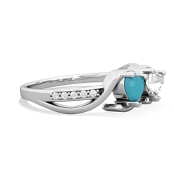 Turquoise Side By Side 14K White Gold ring R3090