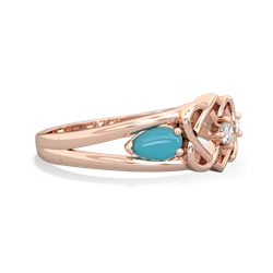 Turquoise Hearts Intertwined 14K Rose Gold ring R5880