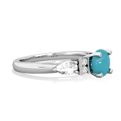 Turquoise 6Mm Round Eternal Embrace Engagement 14K White Gold ring R2005