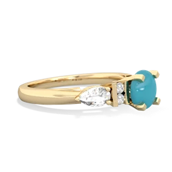 Turquoise 6Mm Round Eternal Embrace Engagement 14K Yellow Gold ring R2005