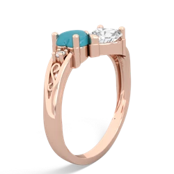 Turquoise Snuggling Hearts 14K Rose Gold ring R2178