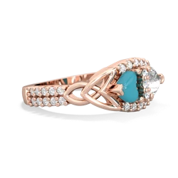 Turquoise Sparkling Celtic Knot 14K Rose Gold ring R2645