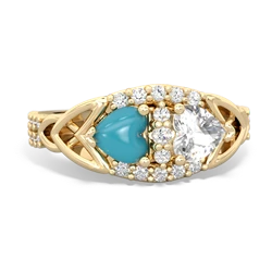 Turquoise Sparkling Celtic Knot 14K Yellow Gold ring R2645