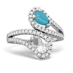 Turquoise Diamond Dazzler 14K White Gold ring R3000