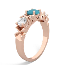 Turquoise Hugs And Kisses 14K Rose Gold ring R5016