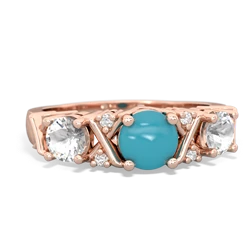 Turquoise Hugs And Kisses 14K Rose Gold ring R5016