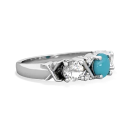 Turquoise Hugs And Kisses 14K White Gold ring R5016