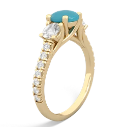 Turquoise Pave Trellis 14K Yellow Gold ring R5500